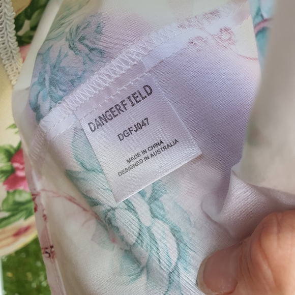 Dangerfield Floral Front Tie Shirt Sz 6 - Picture 9 of 11